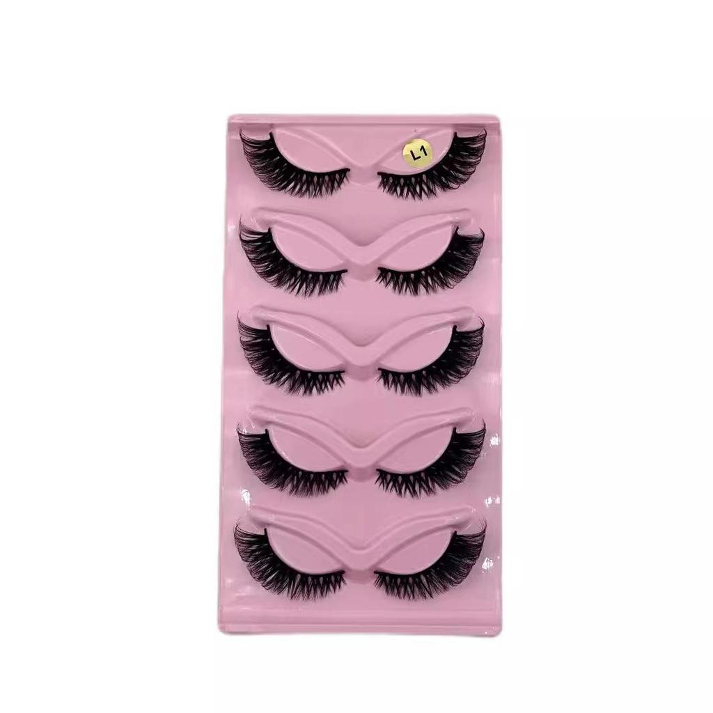 Makeup 5 Pairs Cat Eye Lashes Faux Eyelashes Eye Elongated False Eyelashes