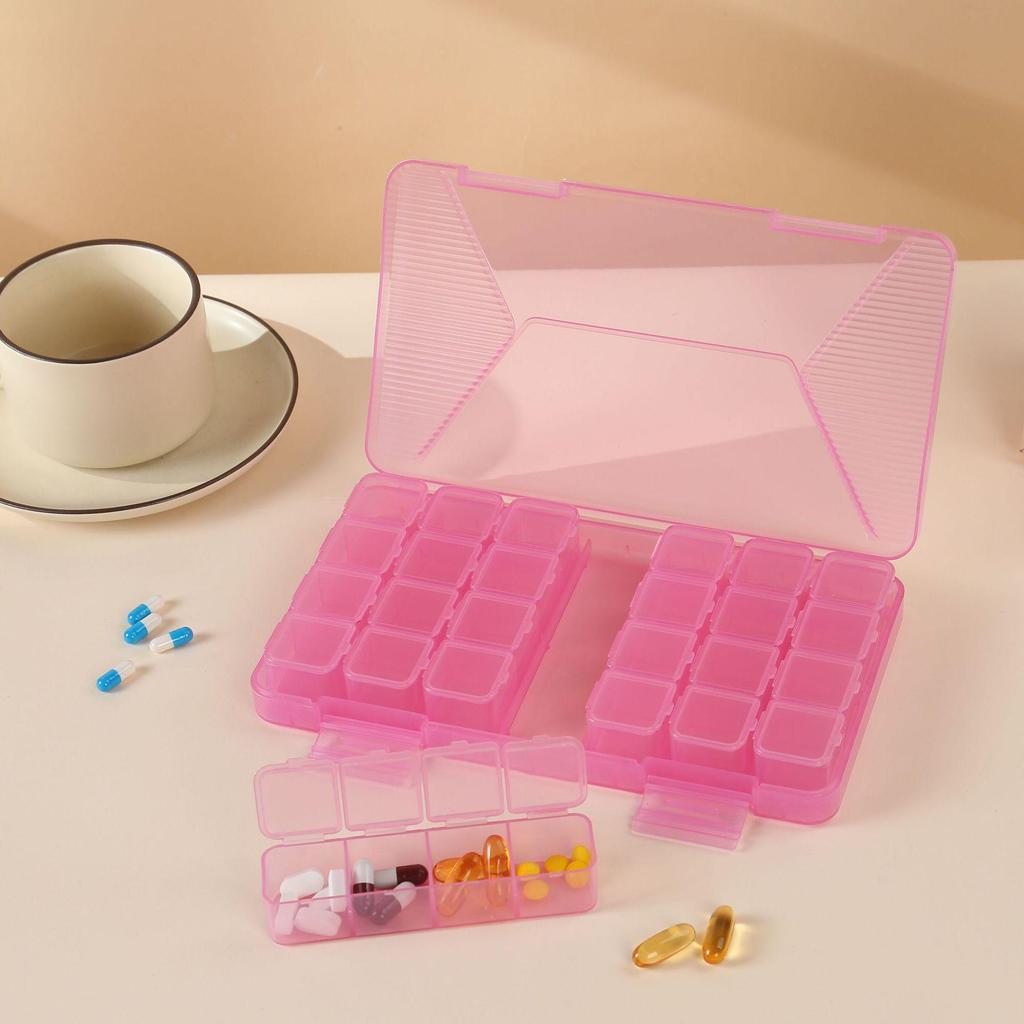 Weekly Pre-Portioned Pill Box for Elderly - Portable 3 Meals a Day Organizer