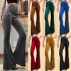 Vintage Velvet Long Flare Pants Women Korean Streetwear Sexy High Waist Trousers Lady Casual Velour Red Black Bell Bottom Pants