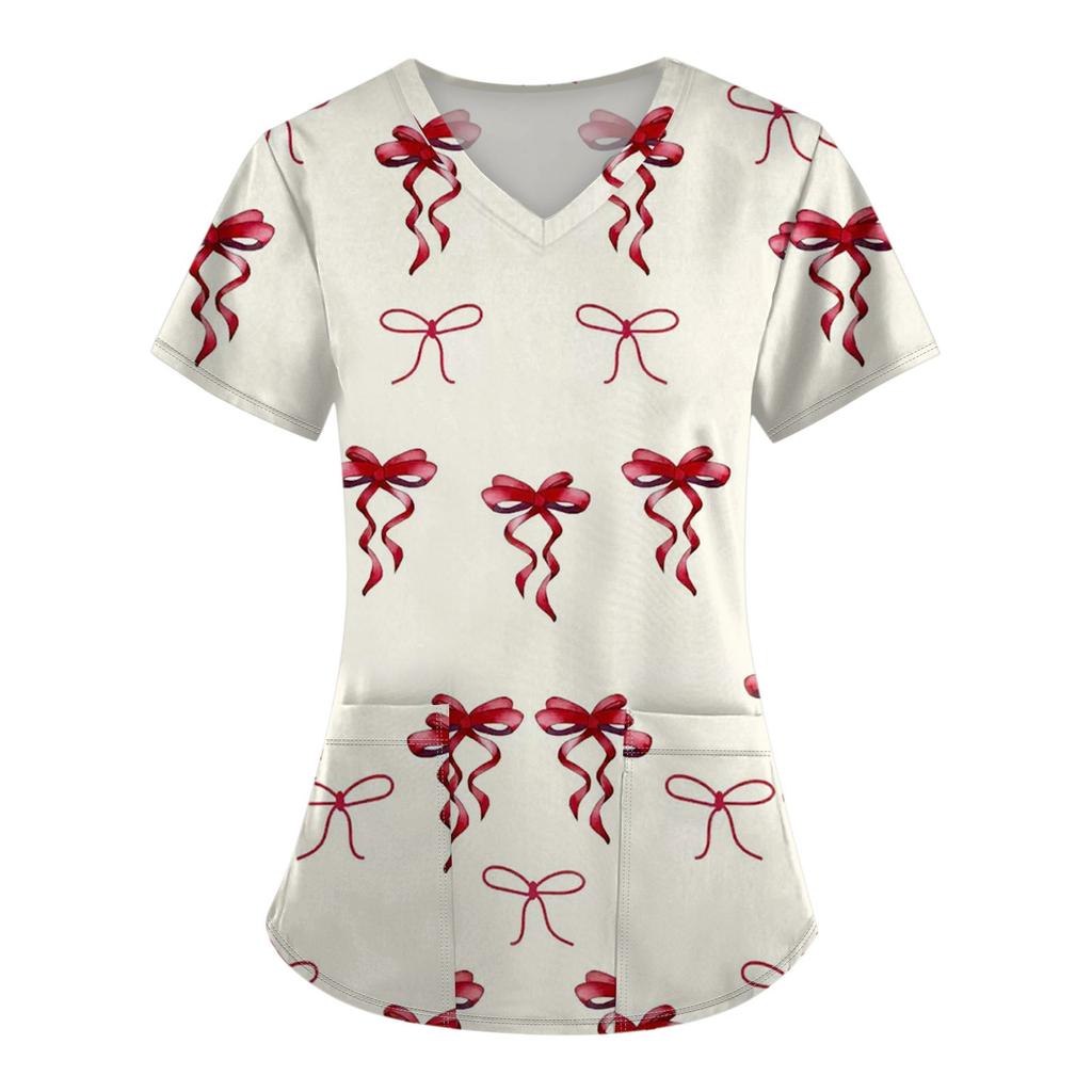 Женский модный комбинезон с короткими рукавами и принтом в виде банта и карманами