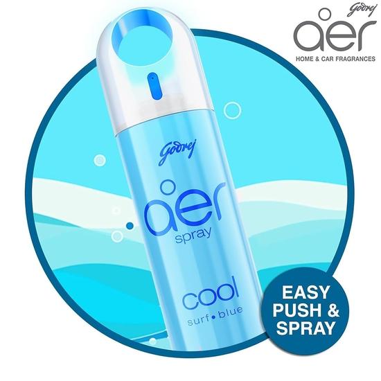 Godrej Aer Spray | Room Freshener for Home & Office - Cool Surf Blue (220 Ml) | Long-Lasting Fragrance (Pack of 2)
