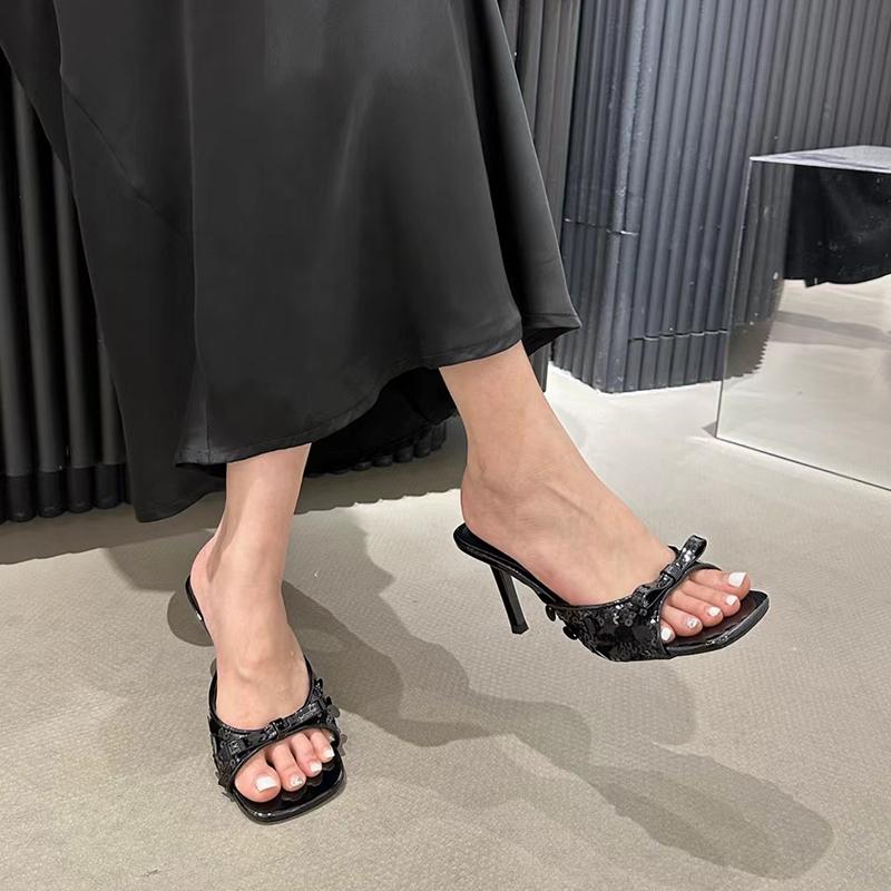 Модельер, летние женские тапочки, модные шлепанцы без шнуровки с узлом-бабочкой, уличное платье, сандалии на высоком каблуке