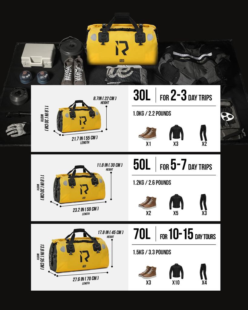 Touring Bag, Motorcycle Seat Bag, Fully Waterproof, Large Capacity Carrier Bag, Motorcycle Outdoor Duffel Bag
