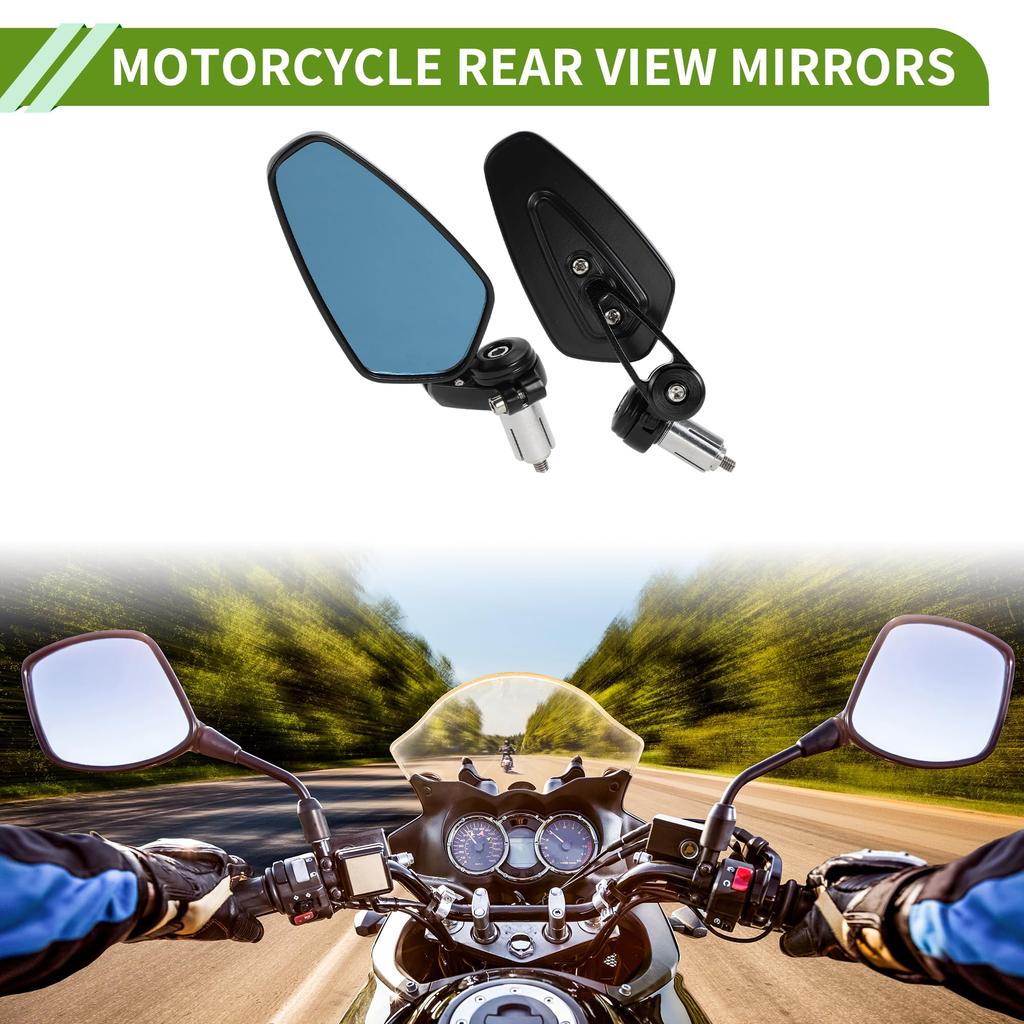 HOPESPANNER Универсальное мотоциклетное зеркало заднего вида Регулируемое боковое зеркало заднего вида Алюминиевый сплав 1 шт. Черный M6 Призматическая форма