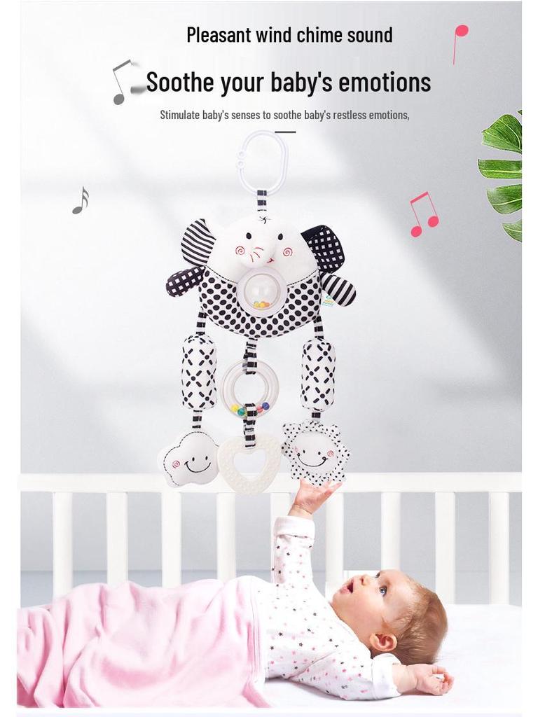 Happy Monkey Black & White Baby Rattle and Stroller Wind Chime