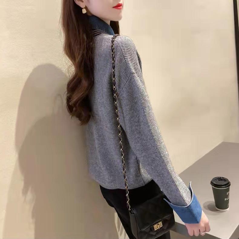 Женский свитер 2023, весенний новый свободный пуловер, вязаный свитер с длинным рукавом для женщин