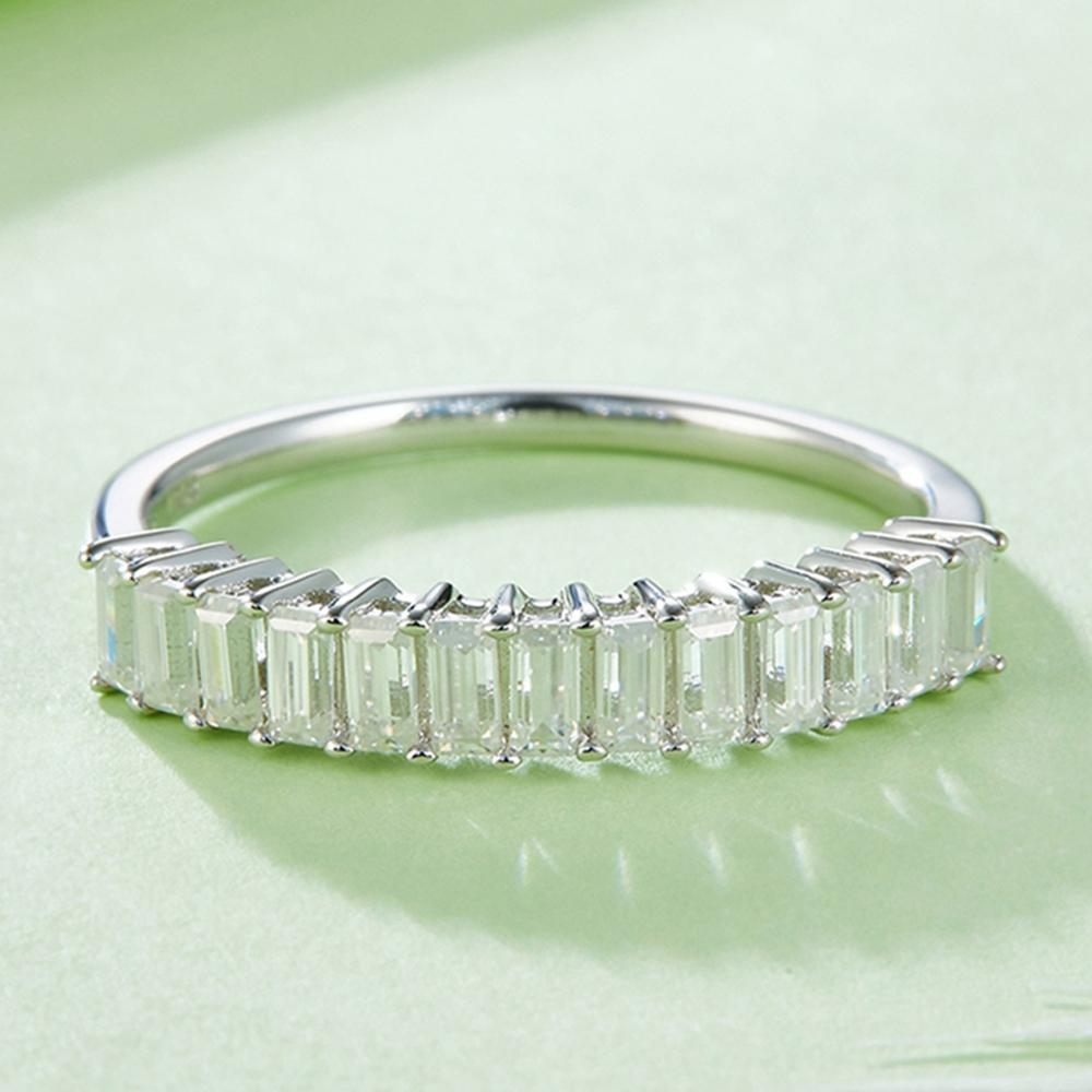 Модное классическое кольцо с муассанитом и бриллиантом прямоугольной огранки из белого золота 18 карат, ювелирные изделия из стерлингового серебра 925 пробы на годовщину свадьбы