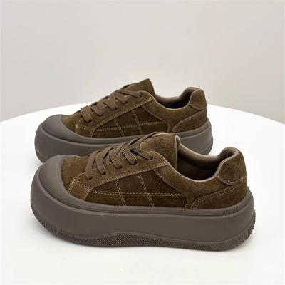 Модная обувь для женщин 2024 Женские вулканизированные туфли на шнуровке Уличные женские кроссовки Круглый носок Платформа Плоская с женской повседневной обувью