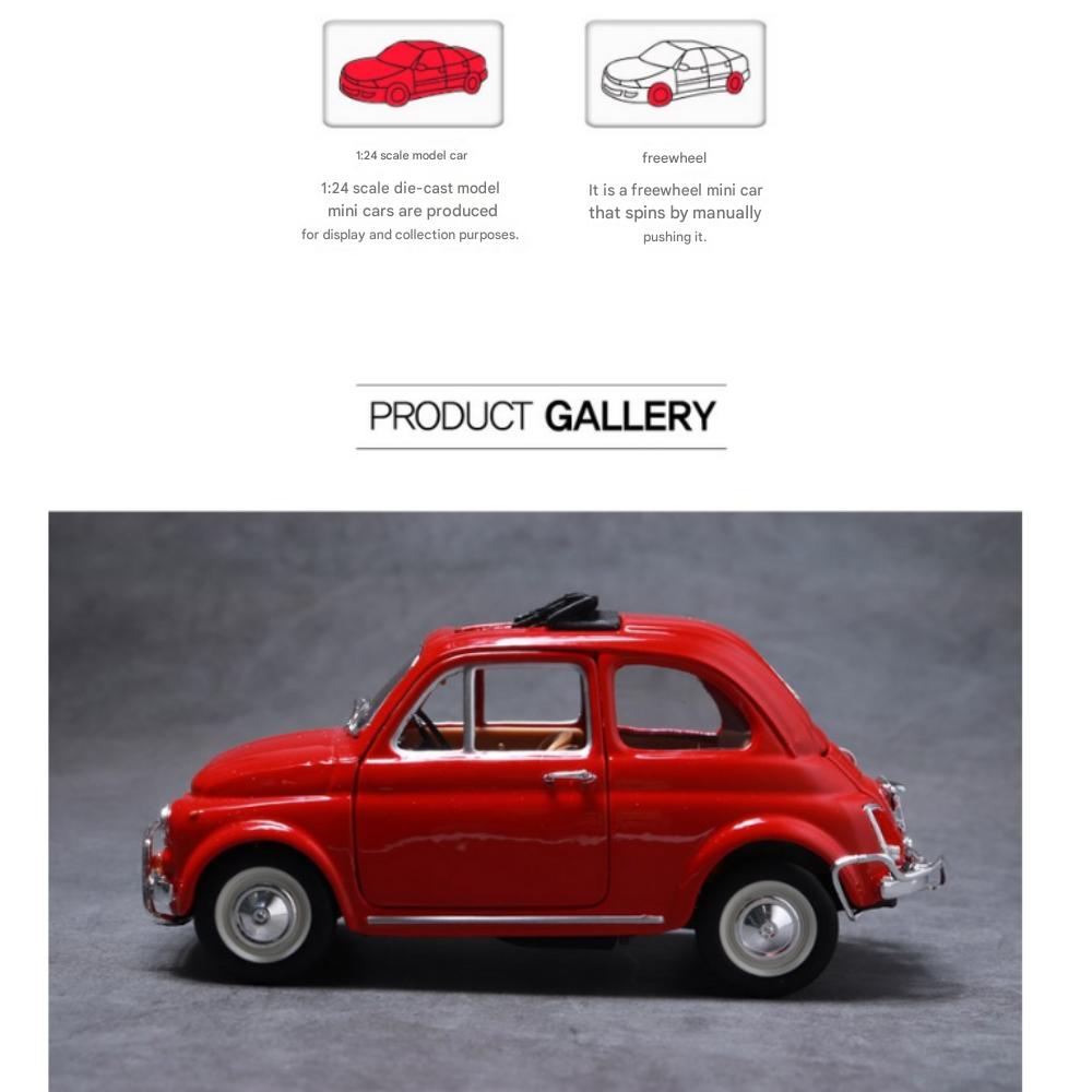 Бураго 1:24 Фиат 500L (1968) Старая Красная Литая Модель Автомобиля