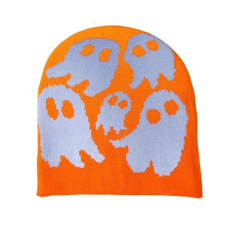Cute Ghost Knitted Beanies Hat Women Men Autumn Winter Warm Thick Woolen Bonnet Fashion Popular Hip-Hop Cap Halloween Party Gift