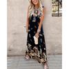 Summer Women Digital Position Print Sleeveless Long Lace Up Dress