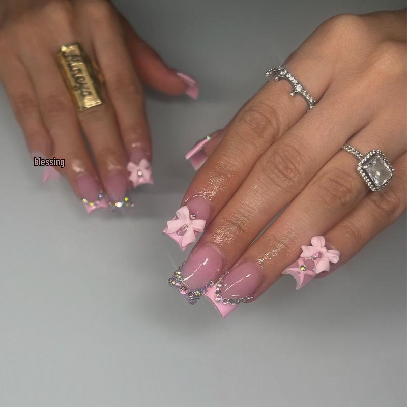 Европейские и американские градиентные персиковые балетные типсы для коротких ногтей