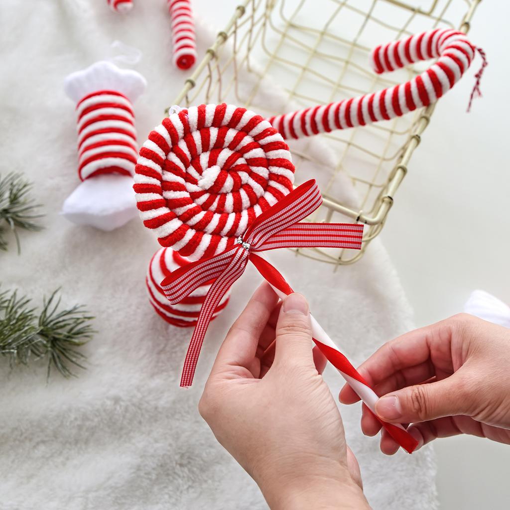 Christmas Red and White Plush Decorations Christmas Balls Walking Sticks Candy Christmas Tree Hangings Christmas INS Ornaments