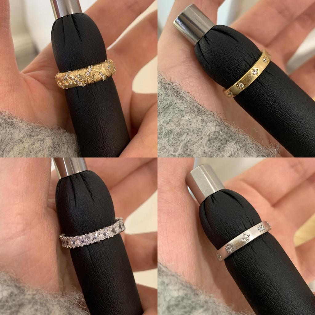 Медное Геометрическое Открытое Кольцо с Цирконами Женский Стильный Аксессуар для Офиса