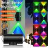 Светодиодный ночник с датчиком движения, меняющий цвет RGB, перезаряжаемый через USB, беспроводной настенный светильник для спальни, лестницы, прихожей, сада, магнитный светильник для ступеней