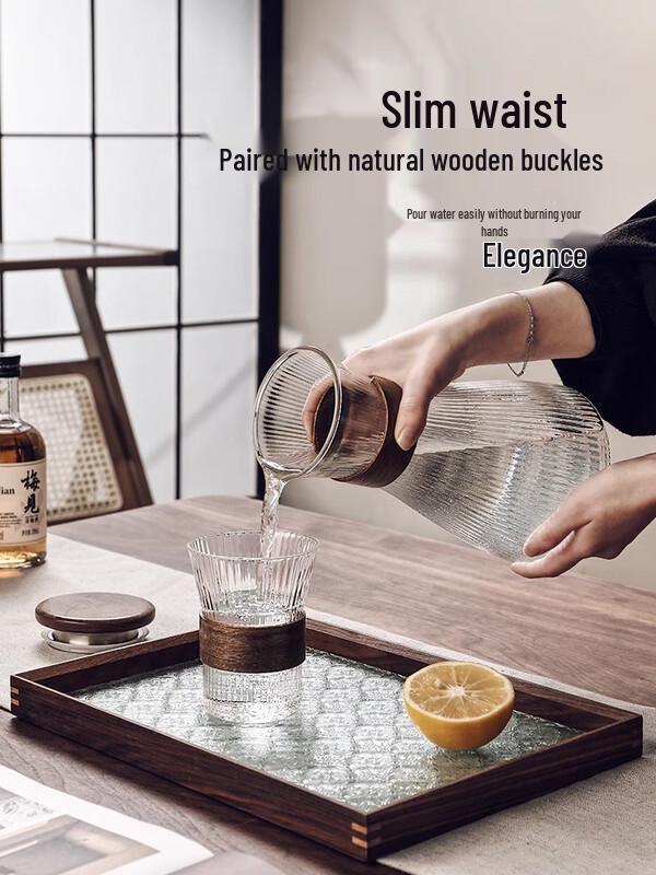 Элегантный стеклянный китайский чайный сервиз с чайником 1,8 л, 6 чашками и подносом