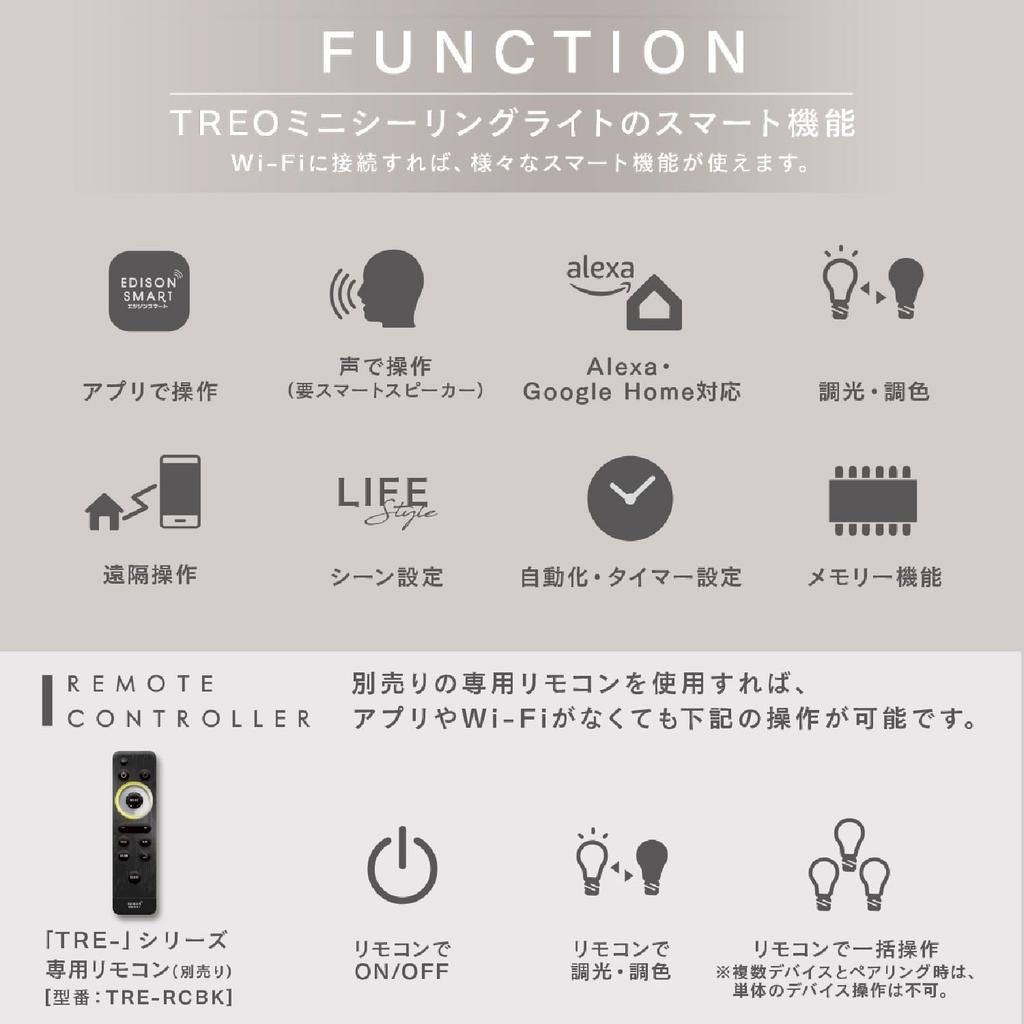 Умный потолочный светильник Edison TREO Mini, для потолочных креплений типа "крюк" (черный), Совместимо с Alexa, Компактное умное освещение, Направленный свет, Совместимо с TREO