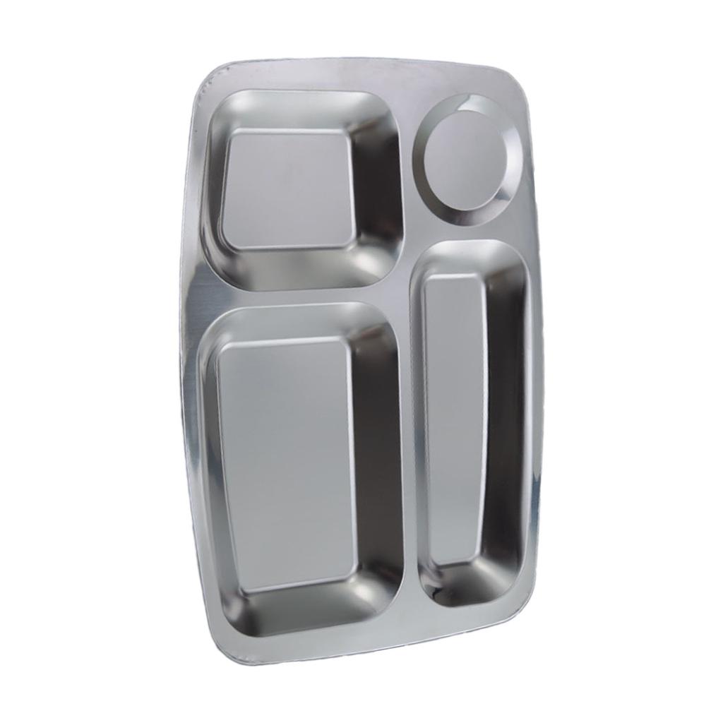 Convenient 304Stainless Steel Tray Divided Plate Compartment Tray Divided Dinner Tray Perfect for Adults and Kids