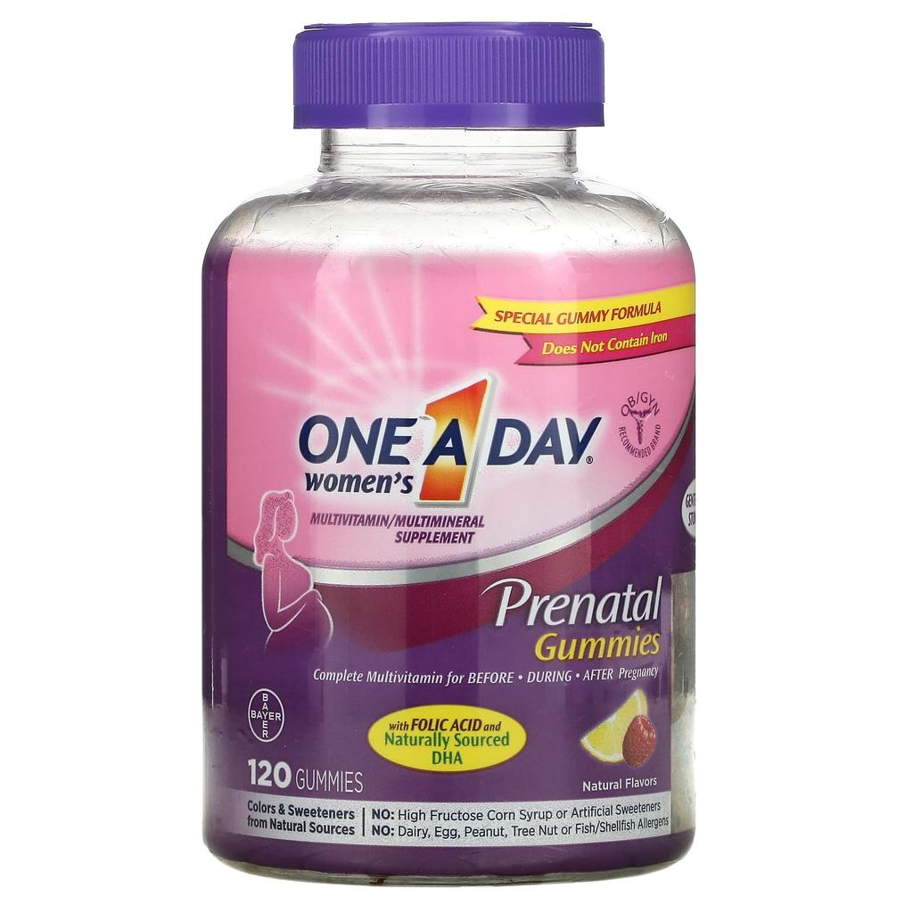 One-A-Day, жевательные конфеты для беременных женщин, содержащие фолиевую кислоту и ДГК, мультивитаминная/мультиминеральная добавка, 120 жевательных конфет