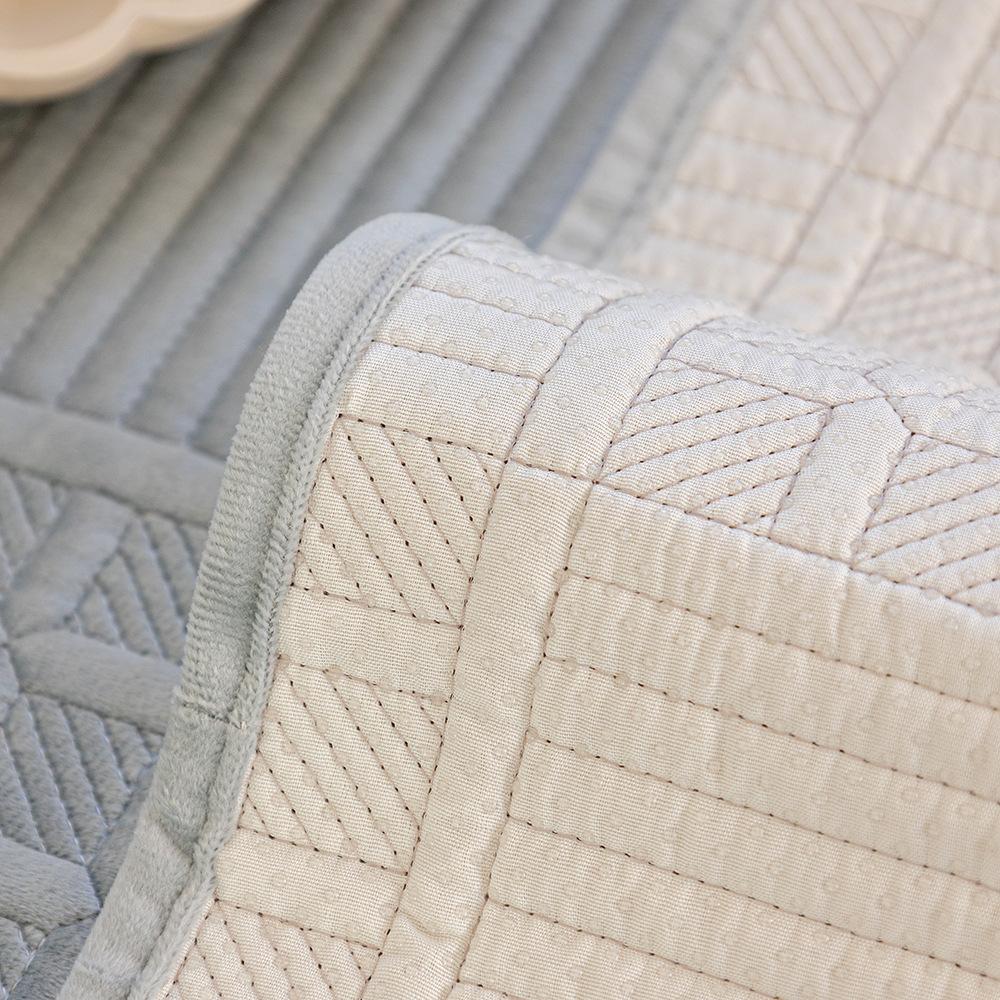 Nordic Simple Solid Color Modern Plush Sofa Cushion Four Seasons Universal Embroidery Non-Slip Seat Cushion Dutch Velvet Sofa Cover Towel