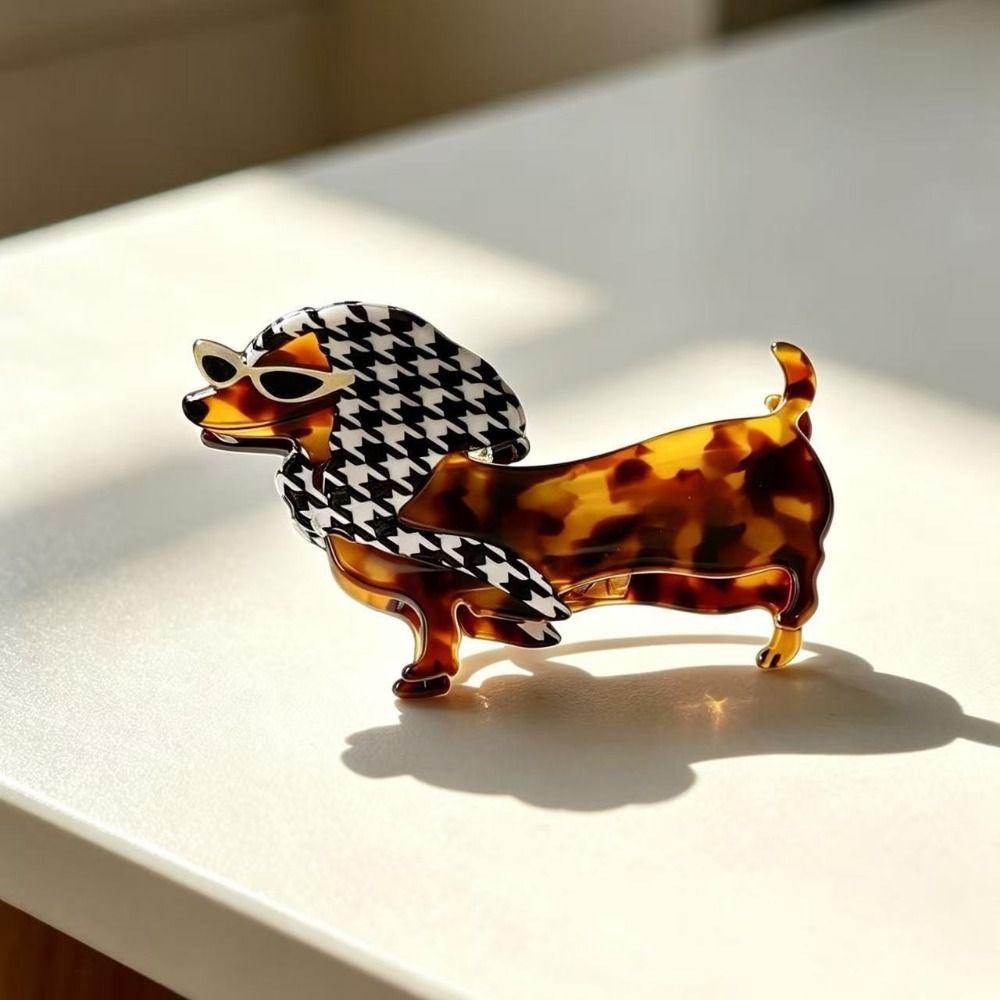 Acetic Acid Sausage Dog Hair Clip Large Cartoon Hairpin Fashion Dachshund Hair Claw  Streetwear