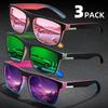 3Pcs Fantasy Gradient Mutipcolor Square Polarized Sunglasses AntiGlare UV400 Glasses Summer Party Driving Fishing Christmas Gift