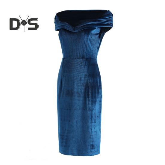 Sumer Evening Dress Off Shoulder Strapless Velvet Skinny Sheath Solid Color Sleeveless Backless Cocktail Party Prom Midi Dress