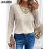 Women's Fashion Casual Spring Autumn Solid Color Print Long Sleeve O-Neck Blouses & Shirts