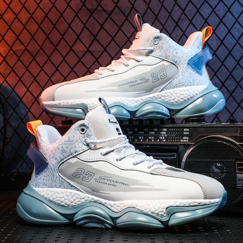 2025 New Men's Basketball Shoes, High-top Shock-absorbing Sports Shoes, Men's Combat Boots, Wear-resistant and Non-slip Trendy Basketball Shoes