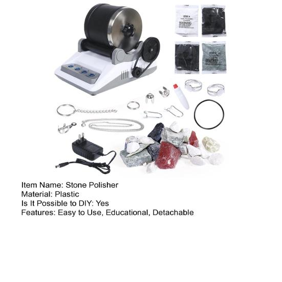 Набор для электрической полировки камня с порошком для шлифовки натурального камня, аксессуары, сделай сам, для детей и взрослых, съемная машина для галтовки камней, для малышей, STEM-образовательный