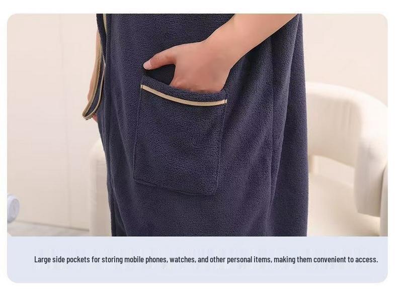 Унисекс Полосатый Впитывающий Халат-Полотенце - Короткий Рукав Пара для Мужчин и Женщин