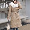 Down Cotton-padded Clothes Women's Slim Winter Clothes New Big Fur Collar Medium and Long Knee-length Cotton-padded Jacket Thickened Jacket