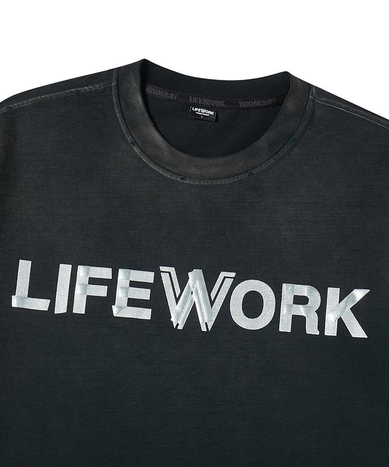 LIFEWORK Винтажная футболка с графическим принтом на ленте, с коротким рукавом