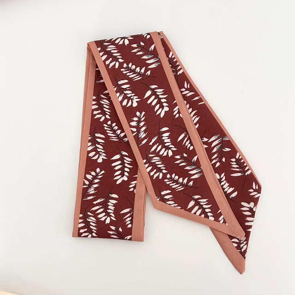Luxury Neck Strap Flower Pattern Silk Scarves Fashion Hair Band