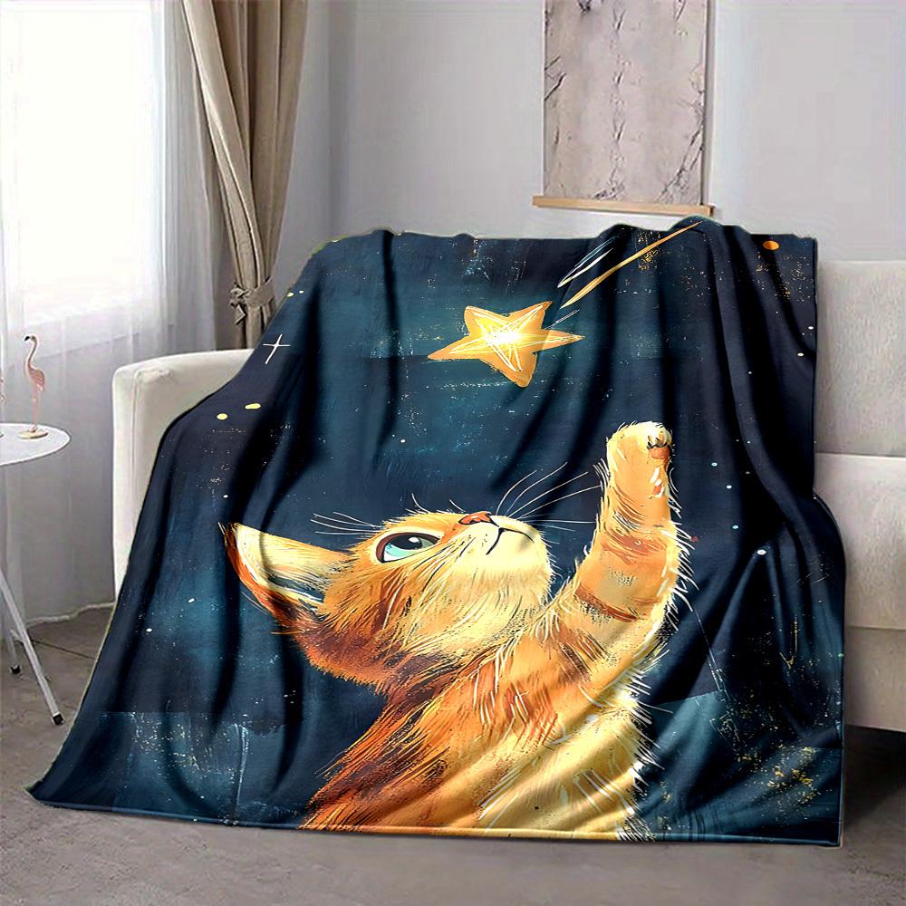 1pc Celestial Kitty Blanket Warm, Cozy, And Soft, Suitable for Sofas, Beds, Cars, And Office Use.Perfect for Camping And Travel, Making It a Great Gif
