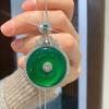 Jewelry Inlaid Jadeite Green Safety Buckle Pendant Chalcedony Necklace Versatile Birthday Gift Main Stone 30 * 30