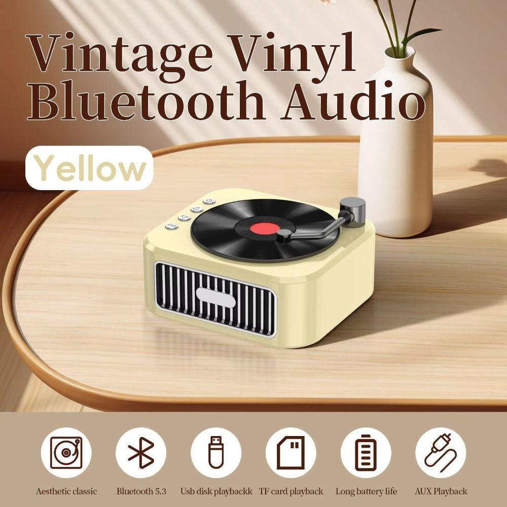 Waterproof Vinyl Record Player HiFi Sound Portable Speaker Mini Wireless Bluetooth Speaker Travel