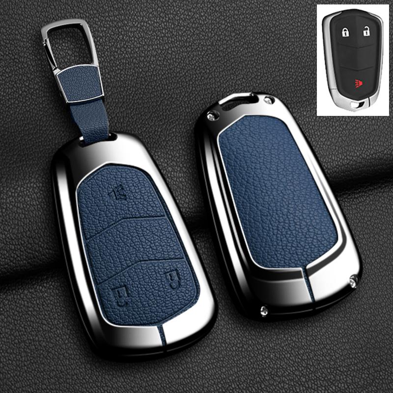 Car Key Case Cover For Cadillac Xt5 XTS CTS SRX ATSL XT4 CT6 ATS Escalade ESV DTS ELR STS 2014-2018 Zinc Alloy Leather Keychain AGY1