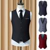 Men Suit Vest V-Neck Sleeveless Single Breasted Slim Fit Business Waistcoat Solid Color Formal Dress Waistcoat