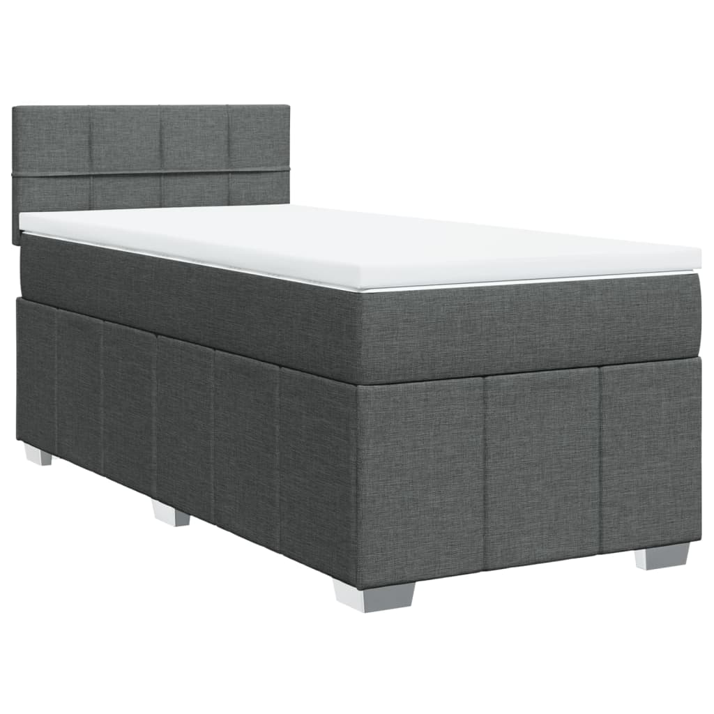Box Spring Bed with Mattress Dark Gray 80x200 cm Fabric