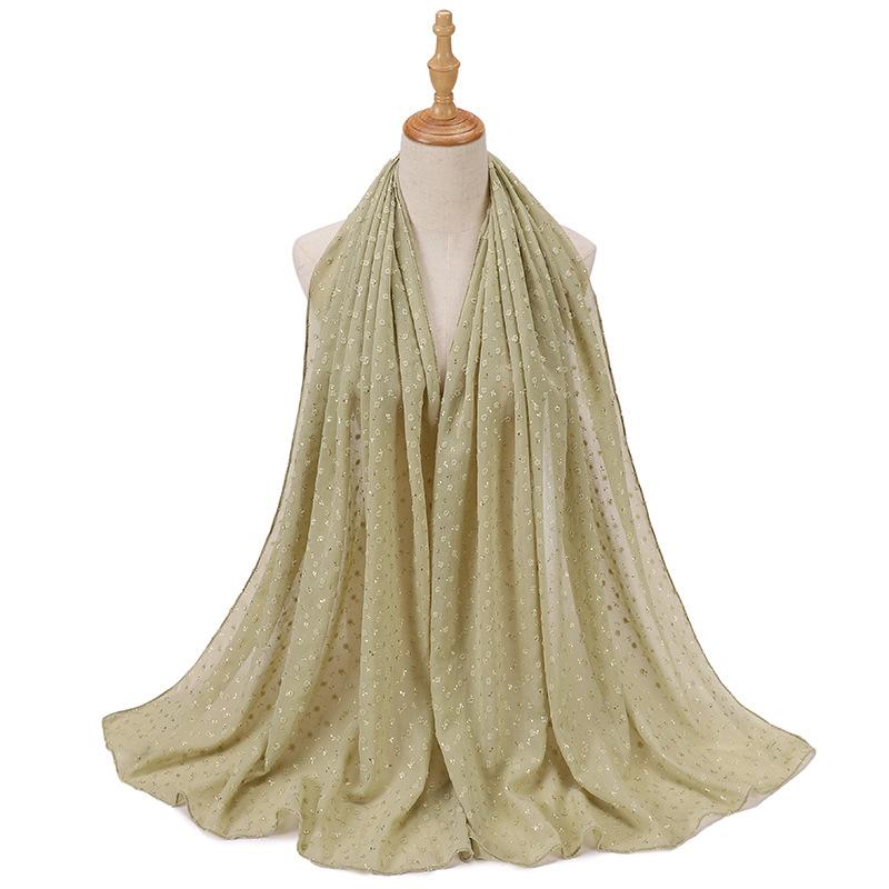 Шарф с жемчугом и штампами из шифона для женщин, однотонный хиджаб для головы, головной платок, однотонные шали, повязка на голову, Foulard Femme, мусульманский хиджаб