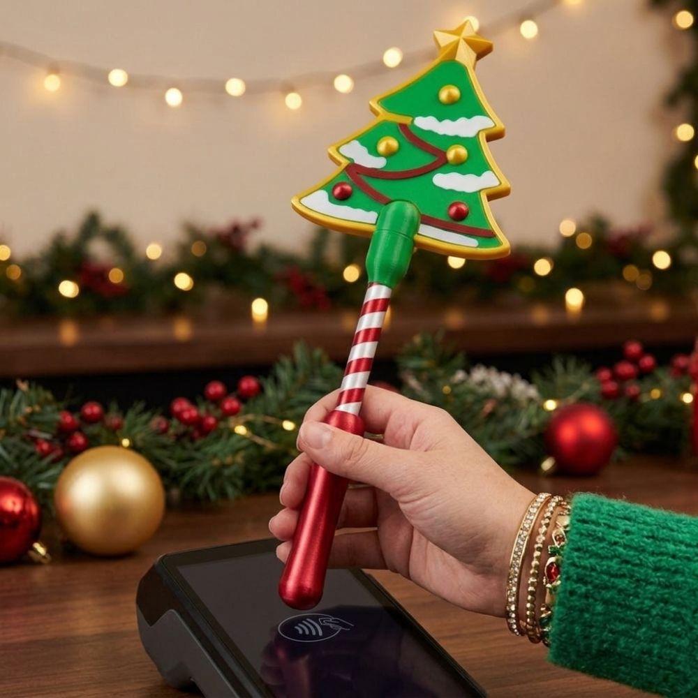 3D Printed Christmas Tree Payment Wand Handheld Xmas Credit Card Holder Holiday Festive