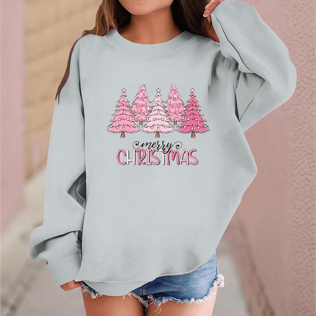 Детский модный повседневный пуловер с длинными рукавами и свободного кроя с рождественским принтом