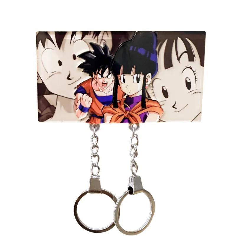 Брелок-вешалка для ключей Dragon Ball Сон Гоку Пара Аниме Настенный держатель для ключей Декор для дома Мультяшный подвеска для рюкзака Кольцо для ключей