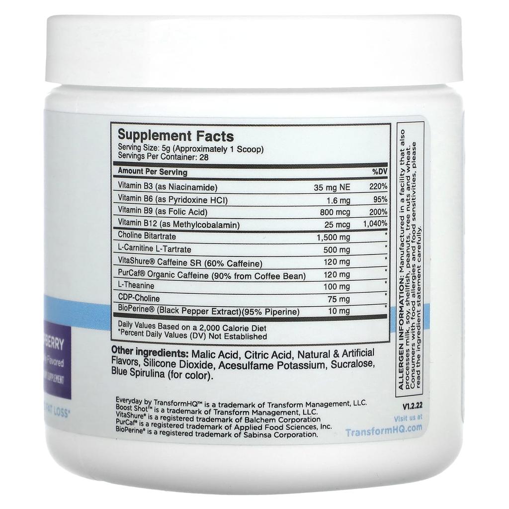 TransformHQ, Everyday Super Boost, Blue Raspberry Flavor, 0.31 lb (140 g)