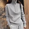 Zipper Half High Neck Base Pullovers Sweaters for Women Autumn Long Sleeve Casual Knitted Women Sweater Tops Fashion Solid Winter Jumpers 25815