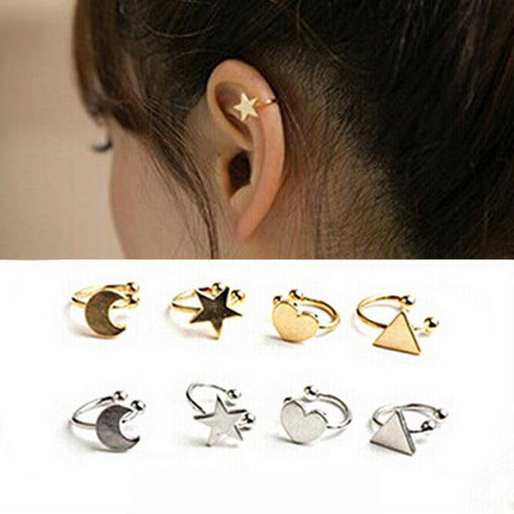 E241 Creative Ear Clips, Fashion Hipster, Star Love Moon Ear Clips U-Shaped Ear Clips