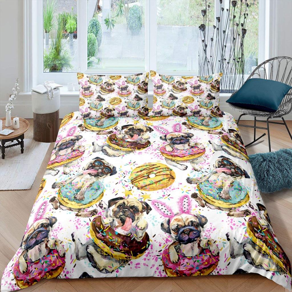 Покрывало для одеяла «Пончик» Десертный комплект пододеяльника Покрывало для стеганого одеяла на тему еды Красочный принт Комплект постельного белья Для детской комнаты мальчика девочки Декор