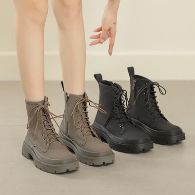 Женские ботильоны из натуральной кожи, новинка 2023 года, зимняя теплая обувь на меховом каблуке, женские полусапожки на платформе, женская обувь