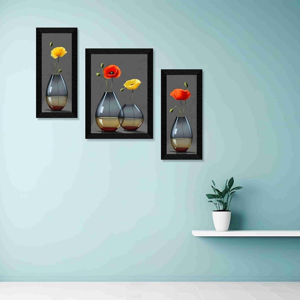 Paintings for Wall Decoration - Set Of 3, 3d for Living Room Large Size with Frames, Hotel, Office Painting 50.8 Cm X 30.48 Cm